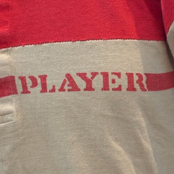 Vintage 1980 A. Smile Men Long Sleeve “Player” Polo in Tan and Red – Size XL - Picture 4 of 8